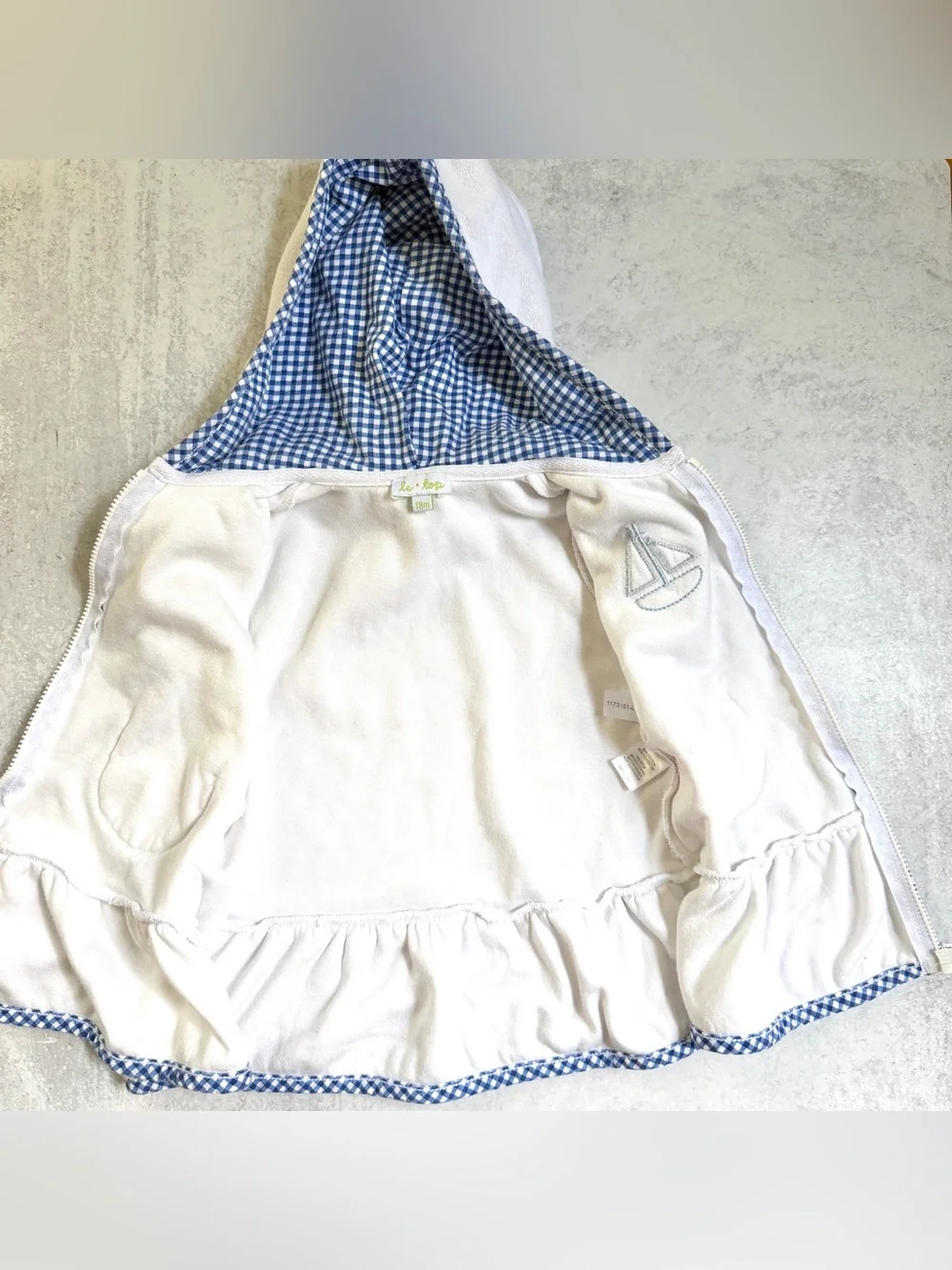18M⚓️ Le Top Nautical Gingham Sailboat Stripe Swimsuit & Matching Terry Coverup